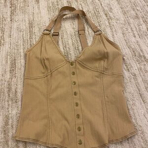 Free People Tan Bustier Bodysuit
